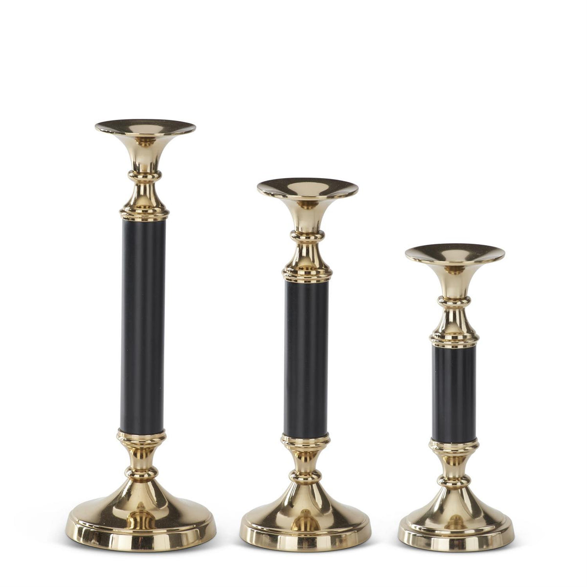 12 Inch Black & Gold Taper Candleholder
