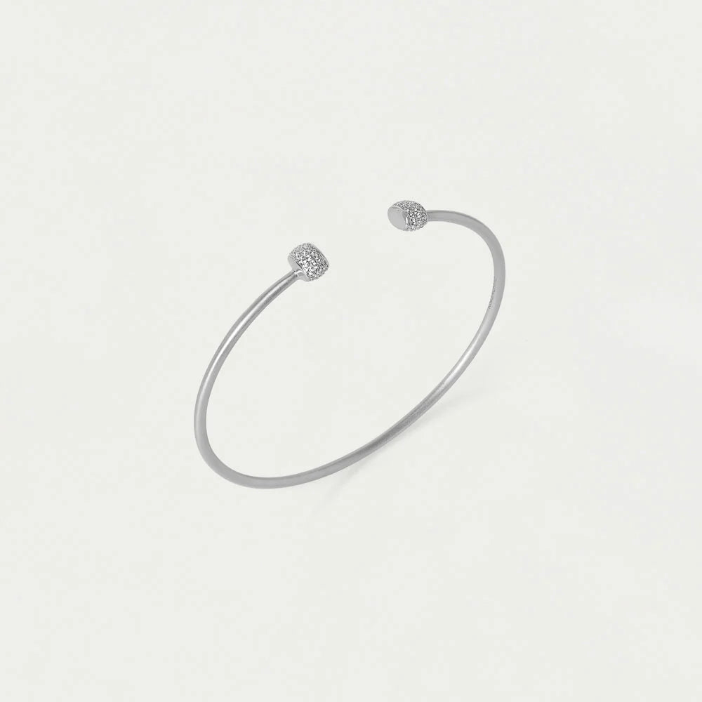 Juliette Pavé Twist Bangle - Silver - White Topaz Dean