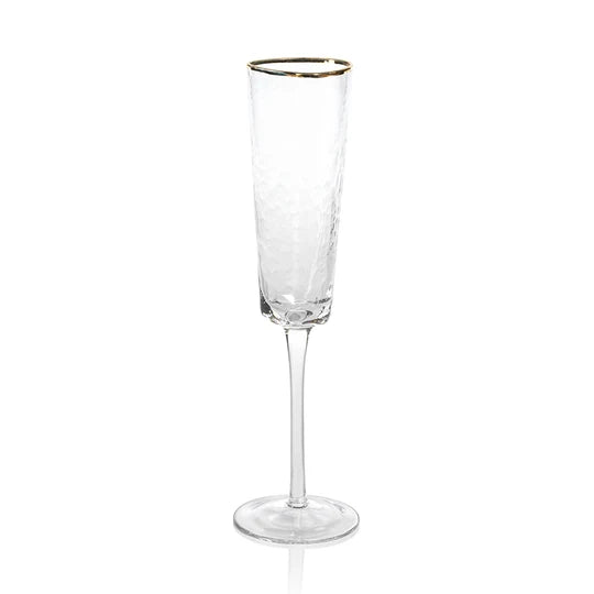 Aperitivo Triangular Champagne Flute Clear w/ Gold Rim