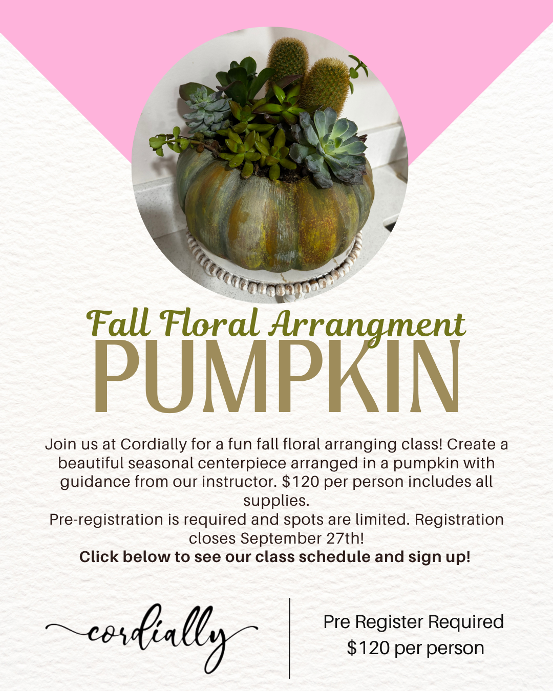 Pumpkin Floral Arrangment Class