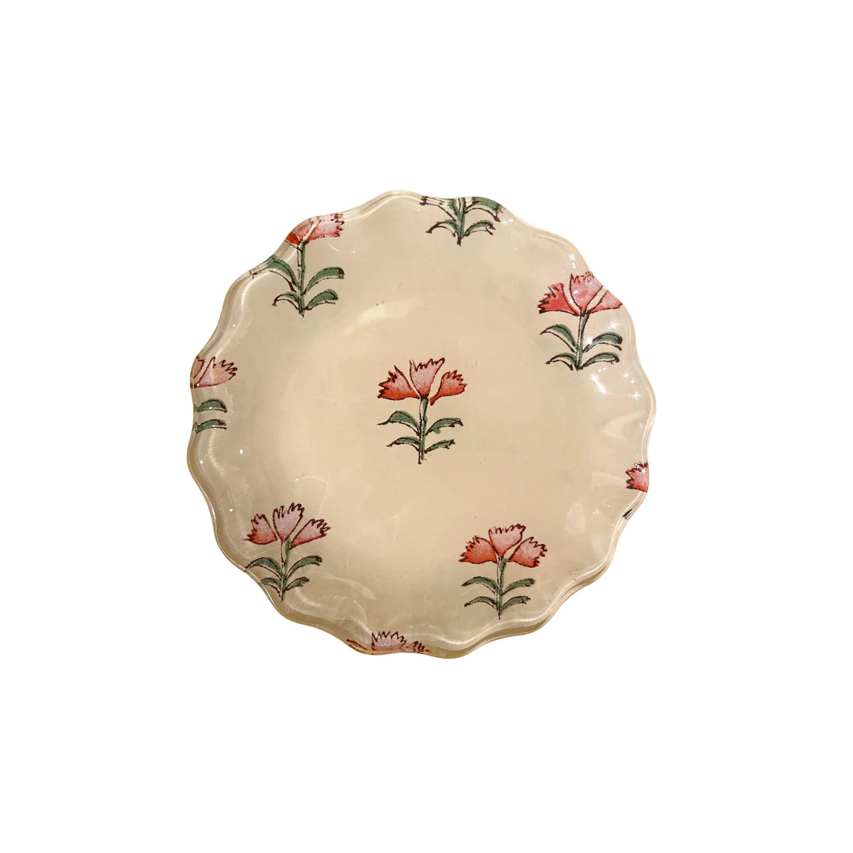 Sugarboo Pink Flower Scalloped Round Decoupage Plate 5"