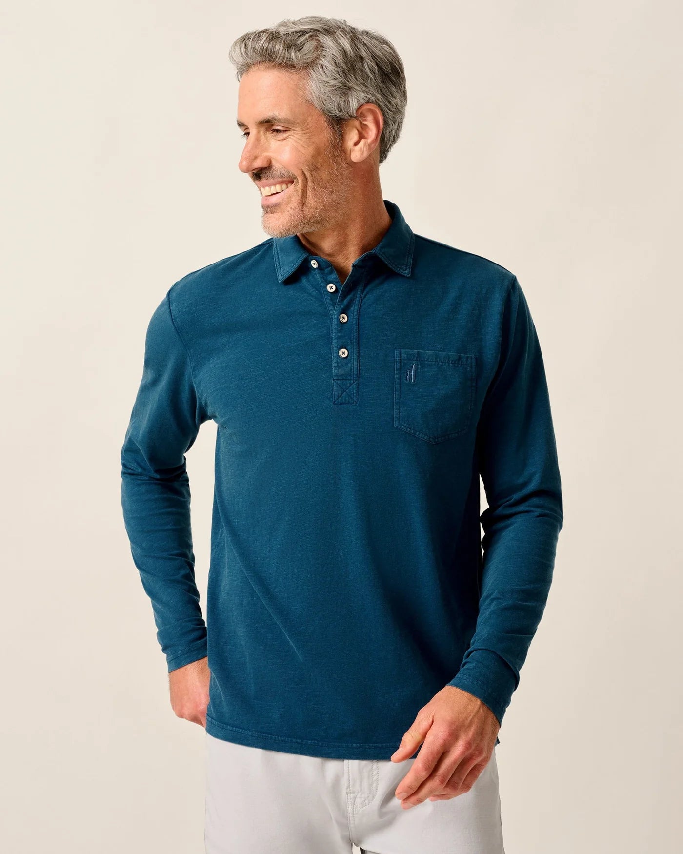 Long Sleeve Original 4-Button Polo - Coastal Wash Sport Navy