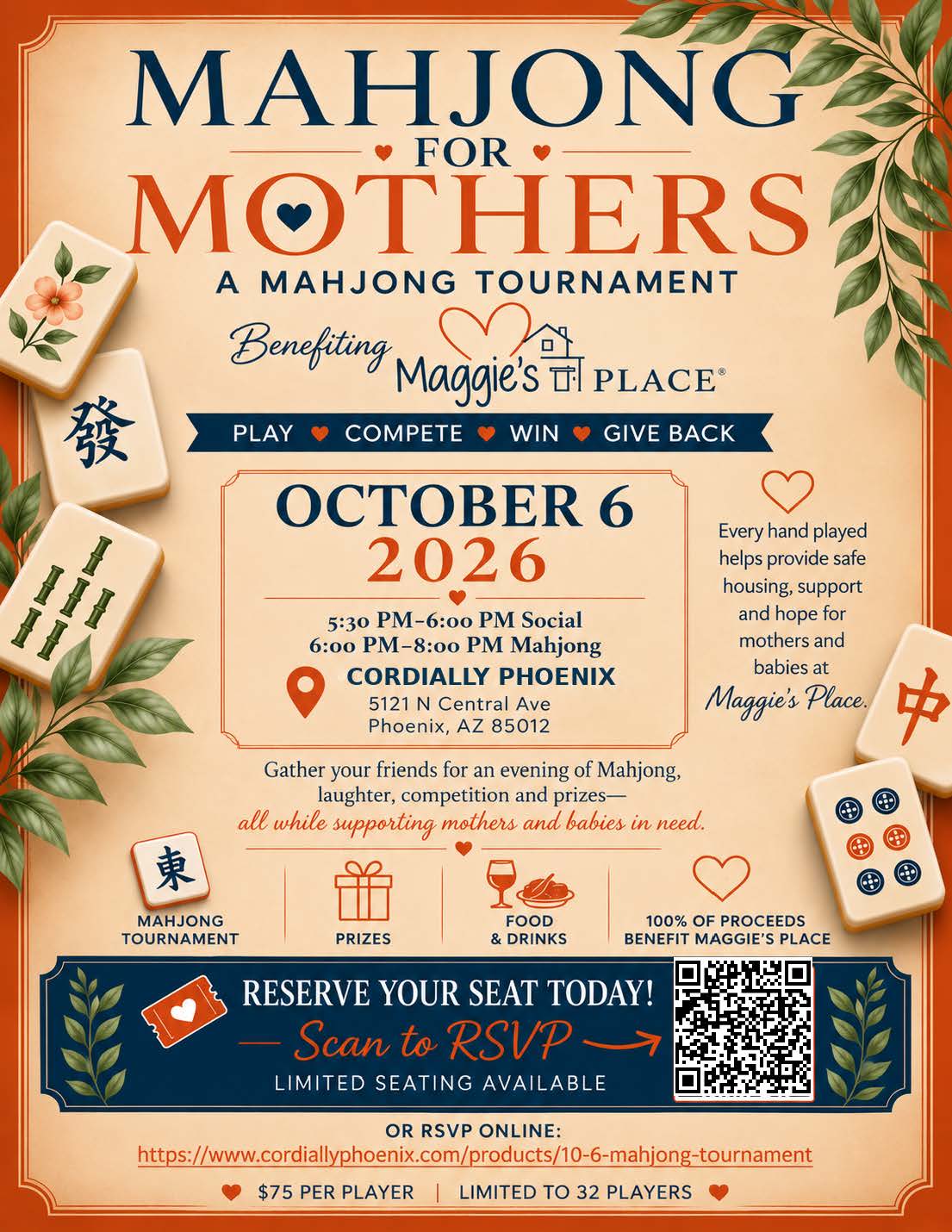 10/6 Mahjong Tournament - Benefiting Maggie's Place