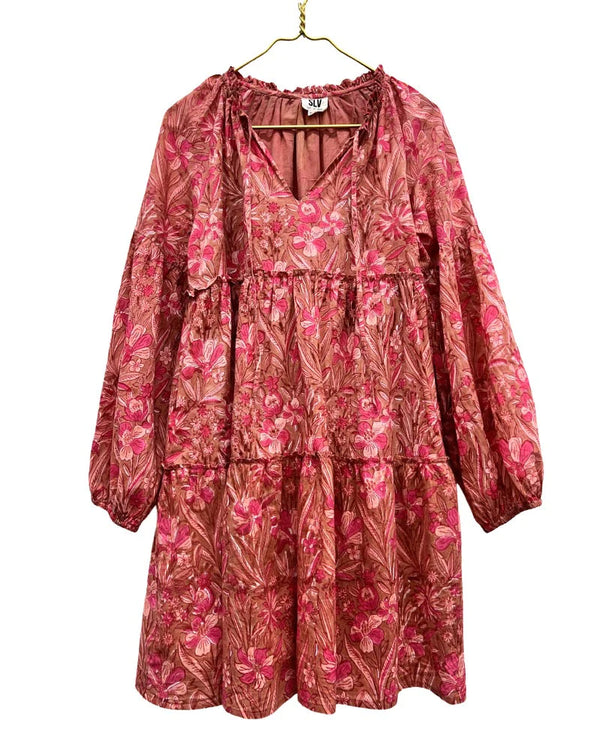 Fuchsia Ruffle Mini Dress