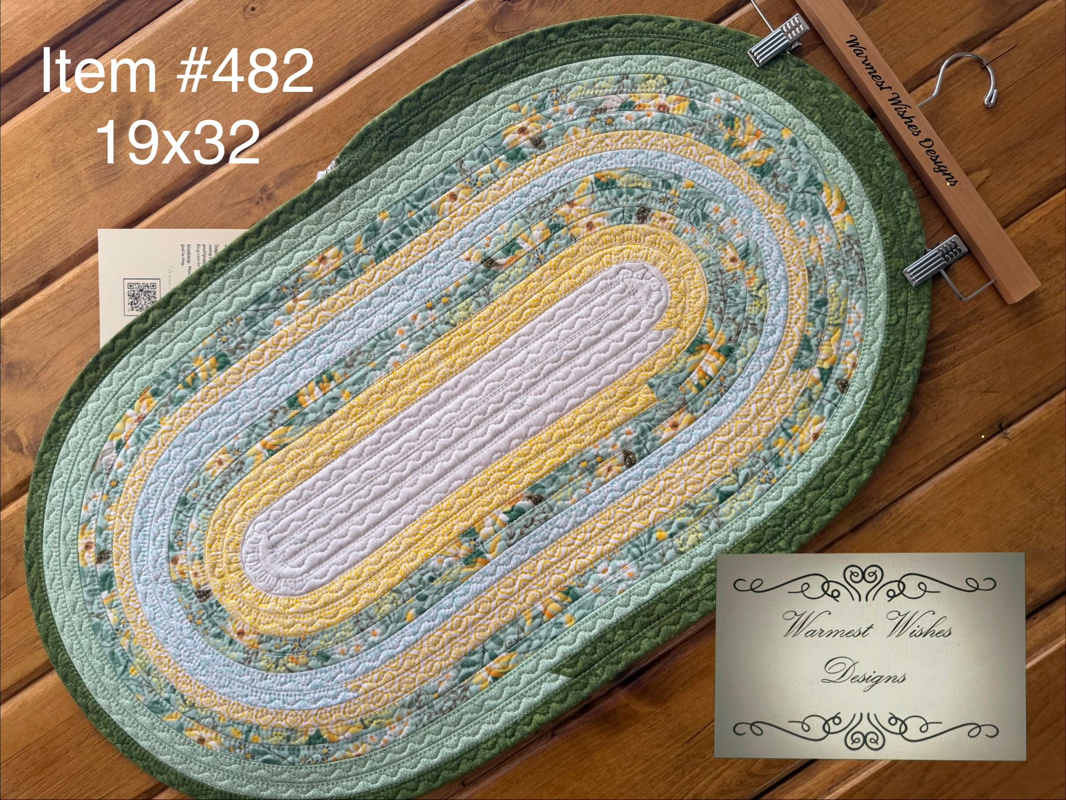 Jelly Roll rug  Green & Yellow 19 x 32