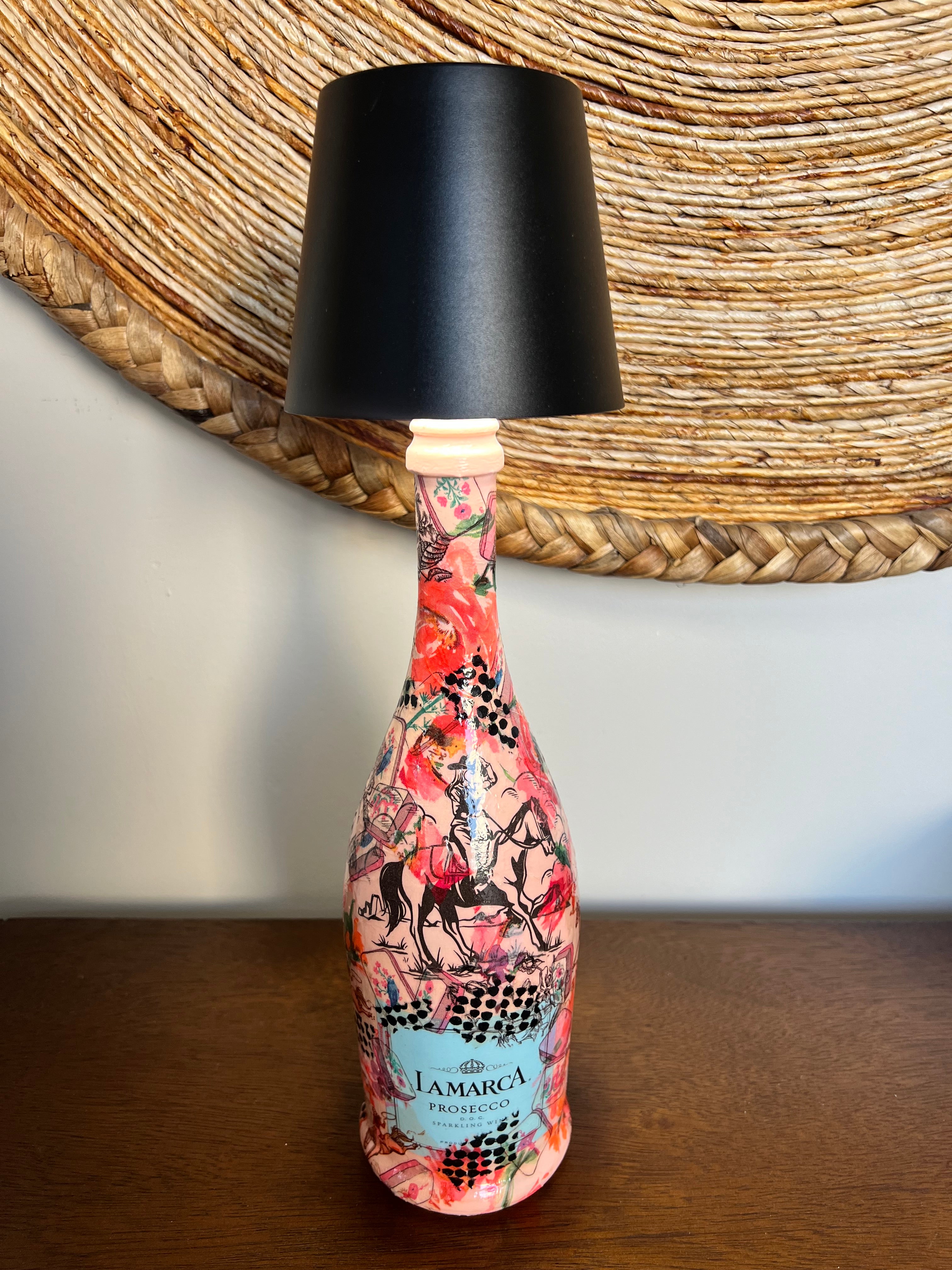 83-7 La Marca Lamp - Cowgirl Mahjong - Black Shade