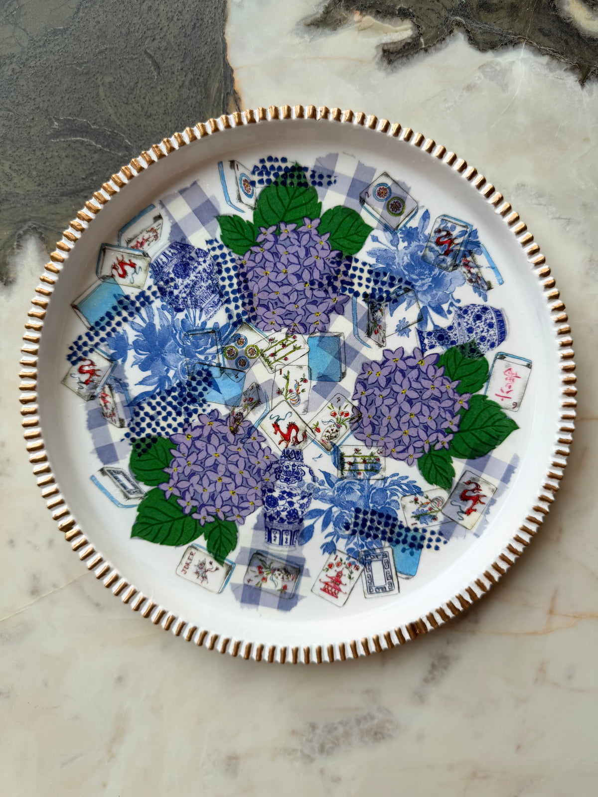 83-16 Mahjong Garden 10in Tray Hydrangeas