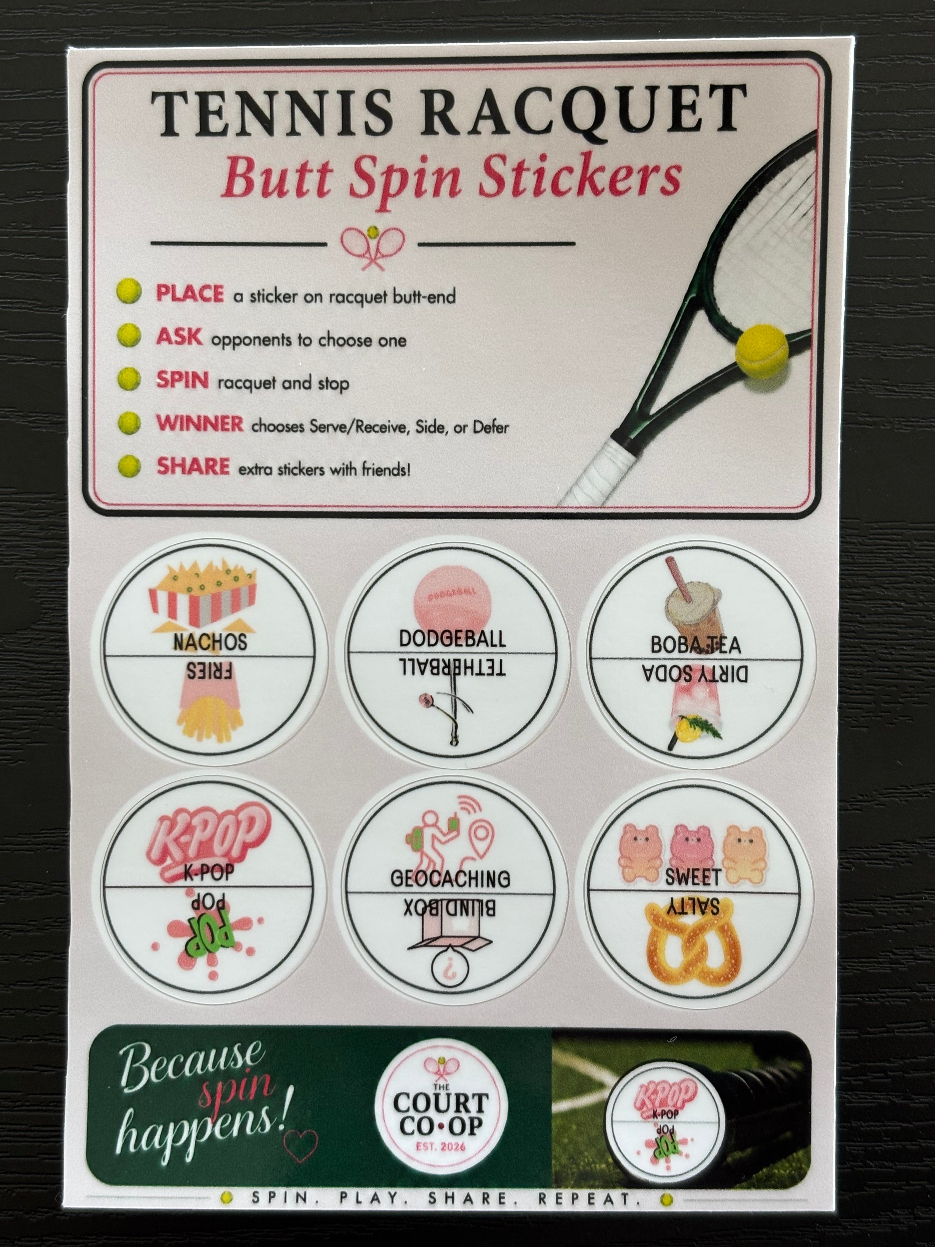Court Co-op Kids Tennis racquet stickers