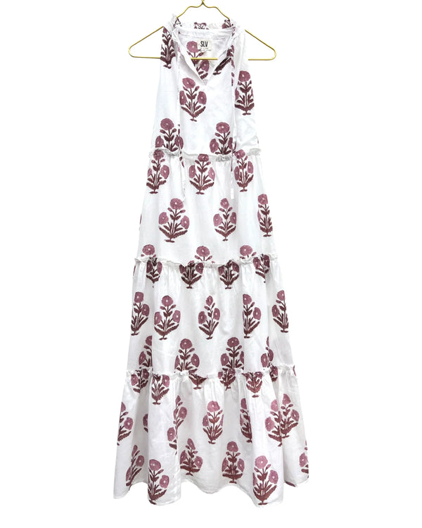 Mauve Ruffle Maxi Dress