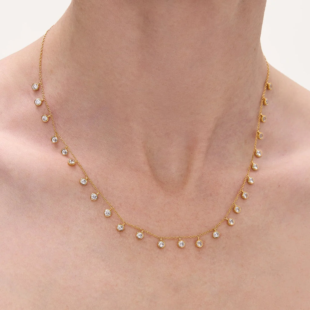 Dean Davidson Pave Orsay Charm Necklace - Gold - White Topaz