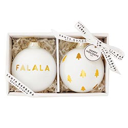 Glass Ornament Set - FaLaLa & Trees - Set of 2