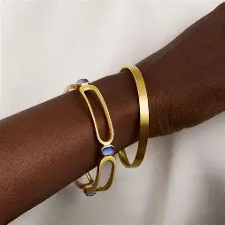 Bowery Gemstone Bangle-Gold-Midnight Blue MOP