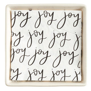 Ceramic Napkin Tray + Napkins - Joy Pattern
