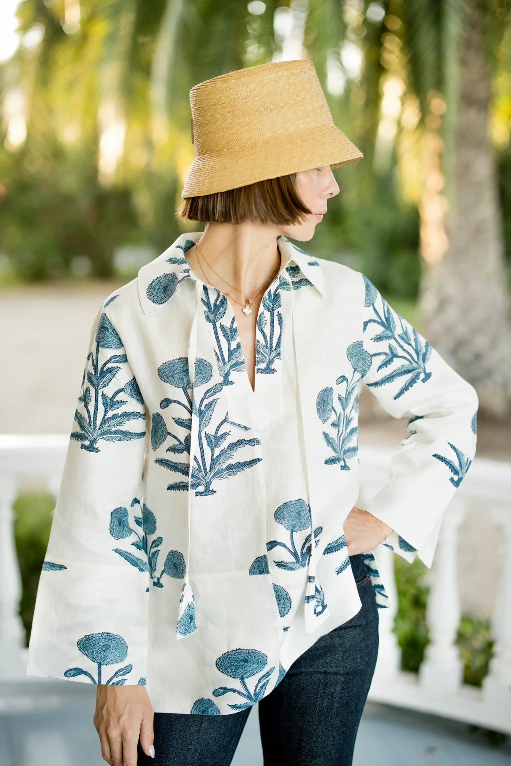 Petra Tunic - Indigo Flower Linen