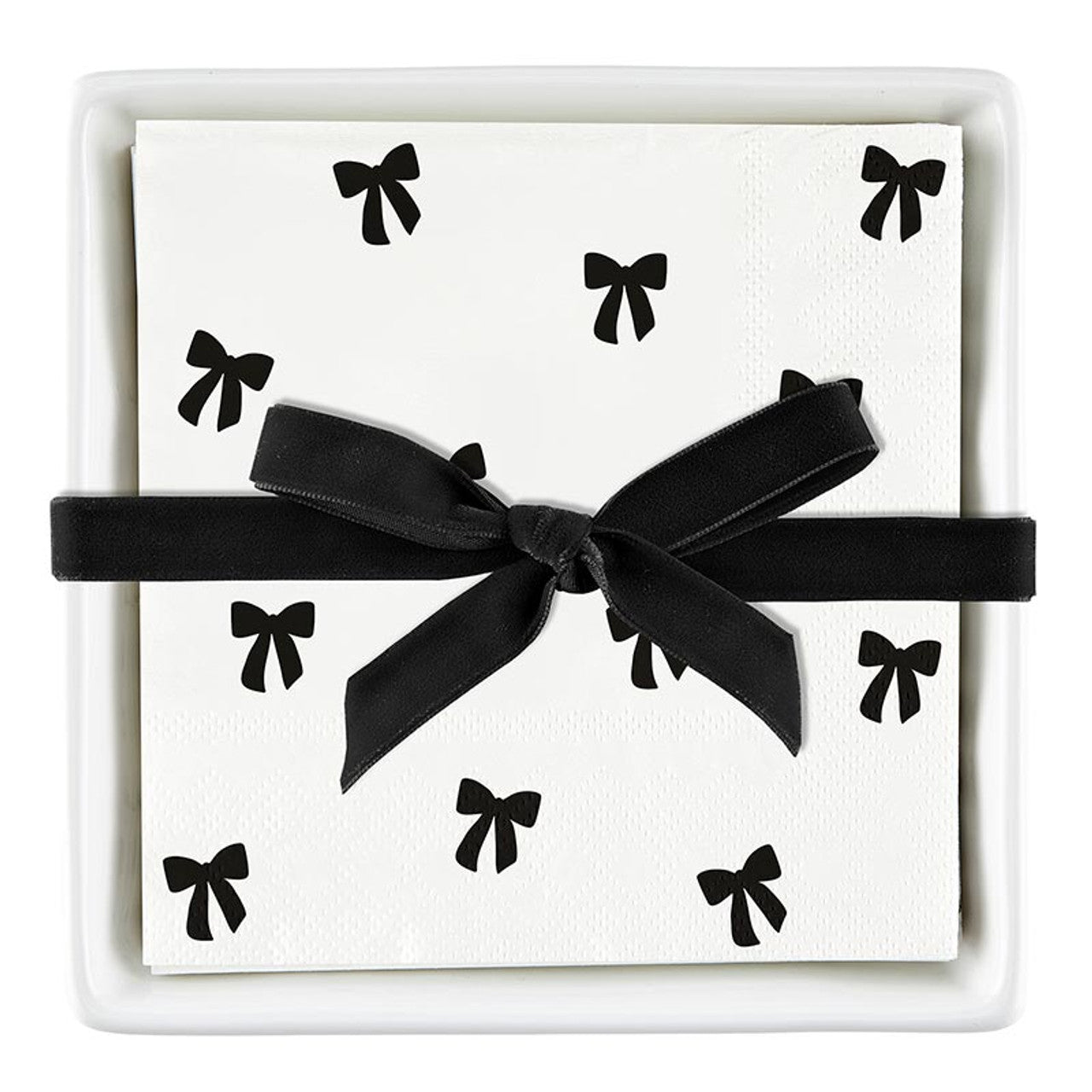 Ceramic Napkin Tray + Napkins - Bows