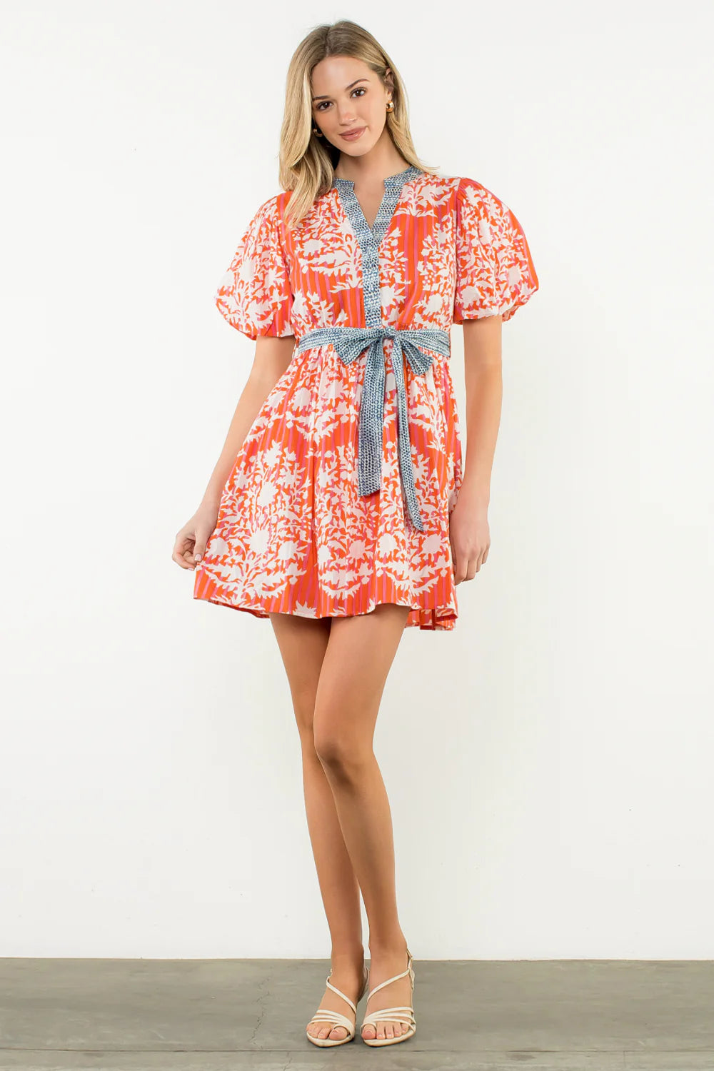 Gabriela Puff Sleeve Print THML Dress