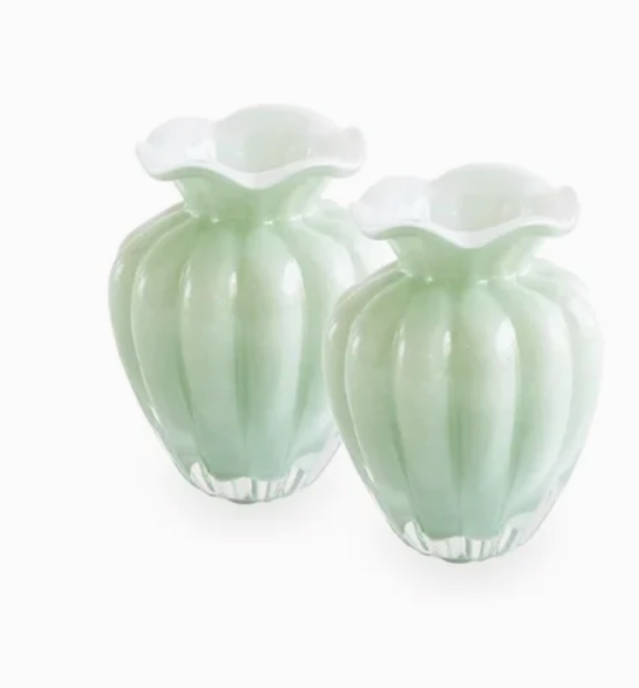 GLASS Vento Small Vase Set of 2  (Pistachio)