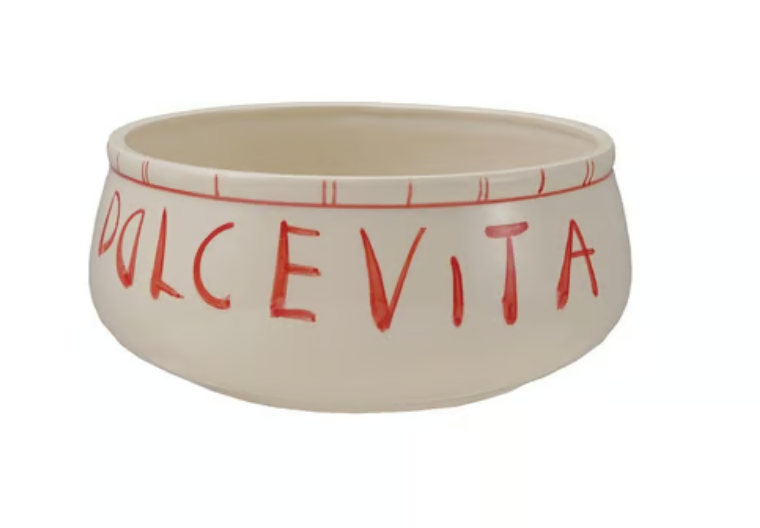 Hand-Painted Stoneware Serving Bowl