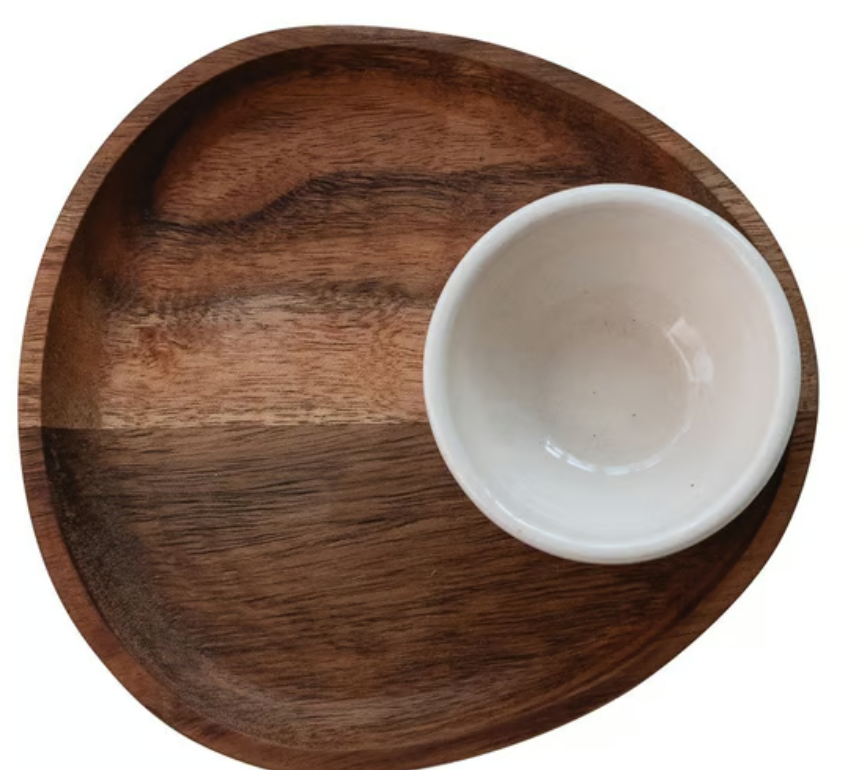 S/2 6-1/2"L x 2"H Acacia Wood