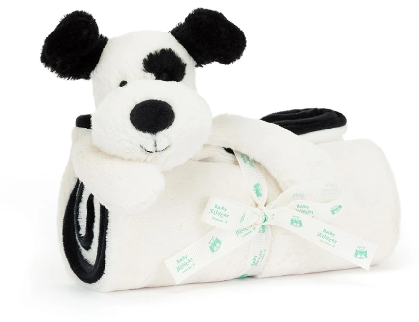 Bashful Black & Cream Puppy Blankie