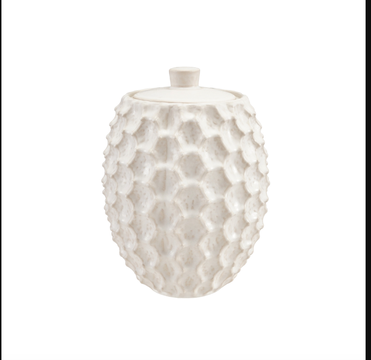 7" Round x 9-1/4"H Stoneware Sculptural Jar, Matte White