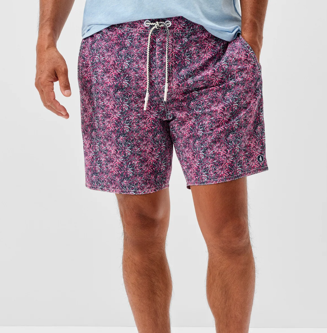 Half Elastic 7" Swim Trunks- Star Spangled