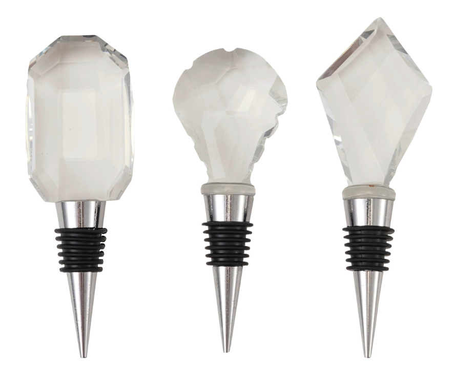 Crystal Bottle Stopper with Zinc Alloy Base, 3 Styles
