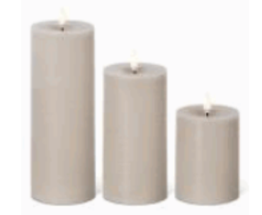 Taupe On/Off Touch LED Pilar Candles w/Timers Skinny Medium