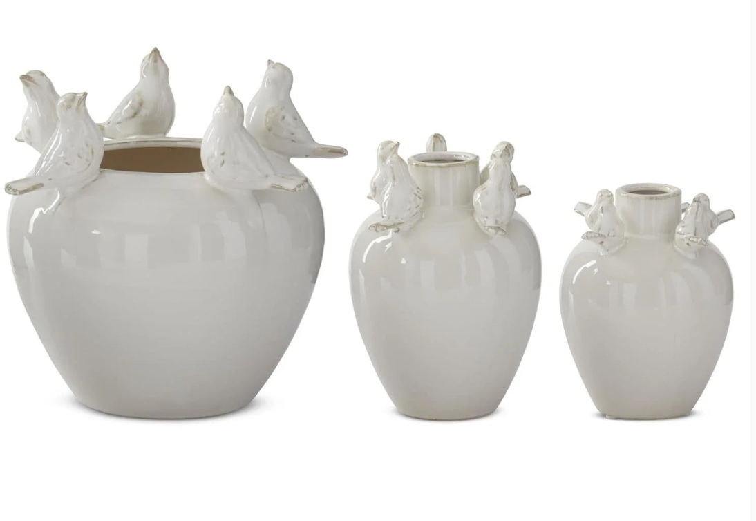 Cream Ceramic Bird Rim Small