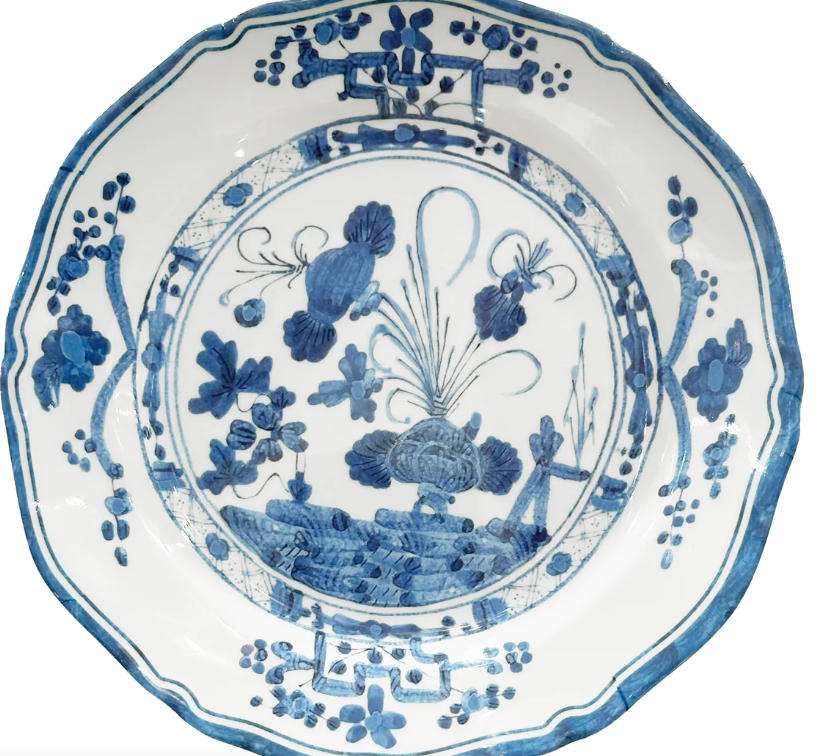 VIDA Faenza 9" Salad Plate Set of 4 White and Blue