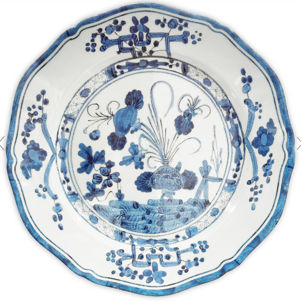 VIDA Faenza 11" Dinner Plate Set of 4 White and Blue