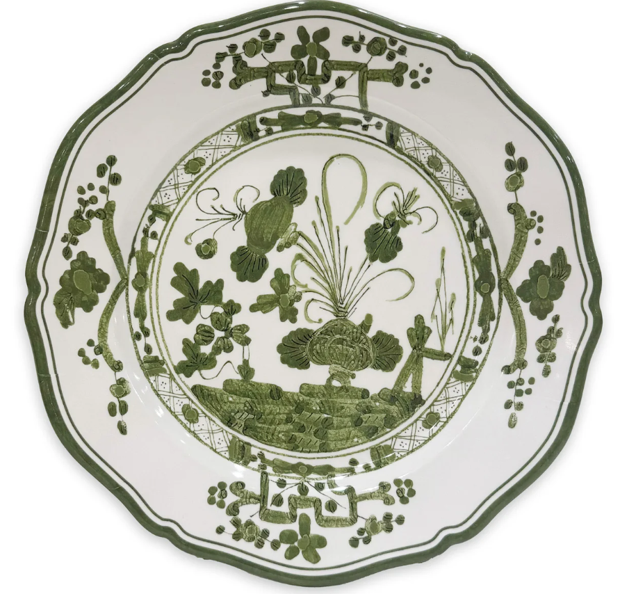 VIDA Faenza 11" Dinner Plate Set of 4 White and Green