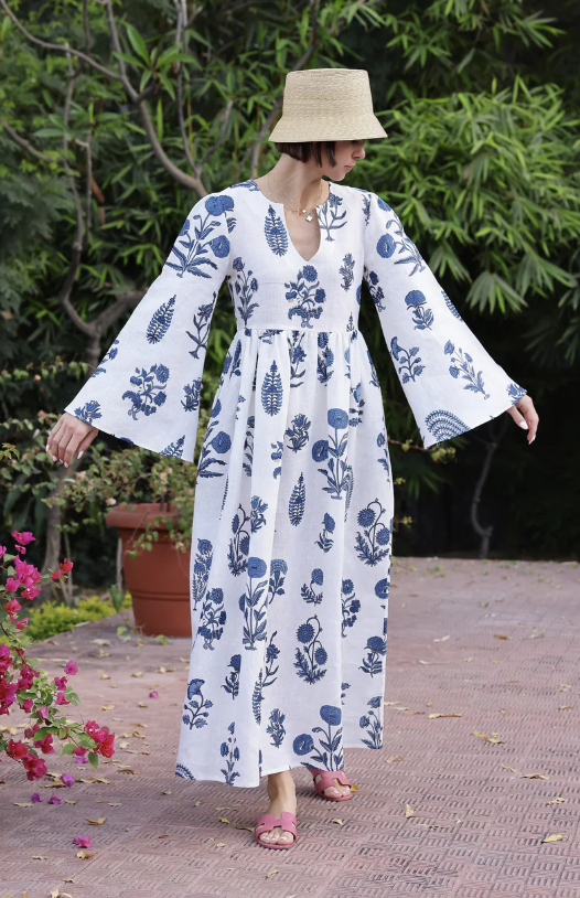 Lugano Maxi Dress Blue Botanical
