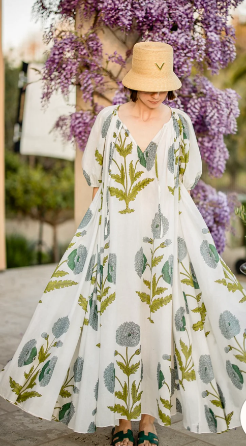 Malta Maxi Dress Blue/Green Flower