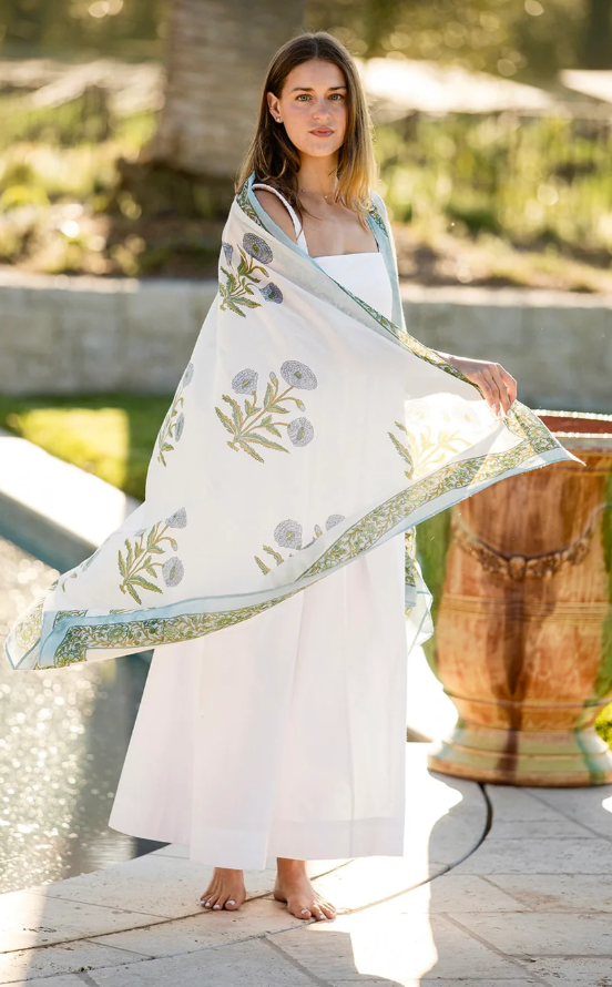 Sarong with Bag Blue/Green Flower