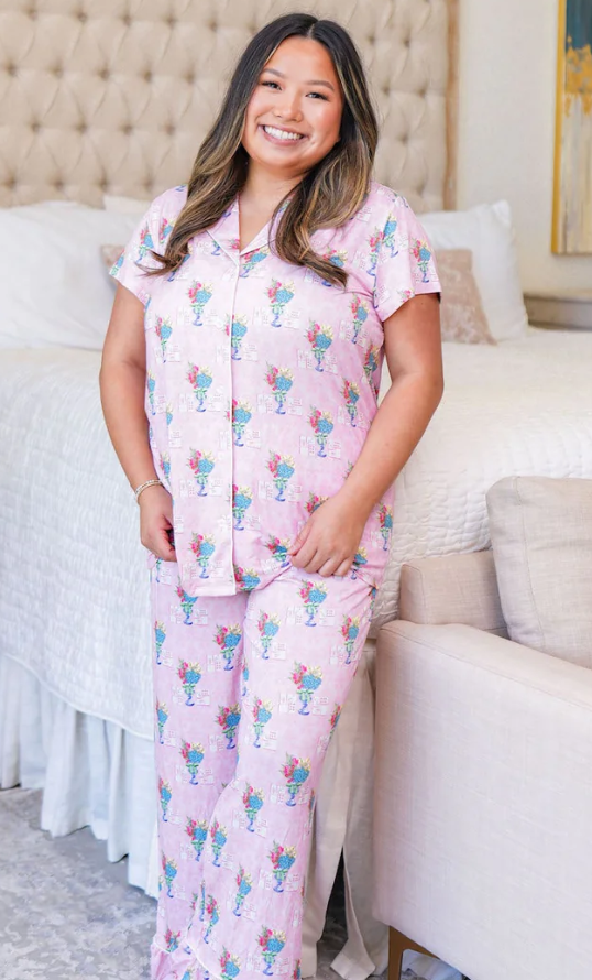 Mahjong Heirloom Pajama Pants Set - Pink