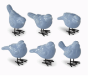 Assorted 2.5 Inch Blue Porcelain Birds (6 Styles)