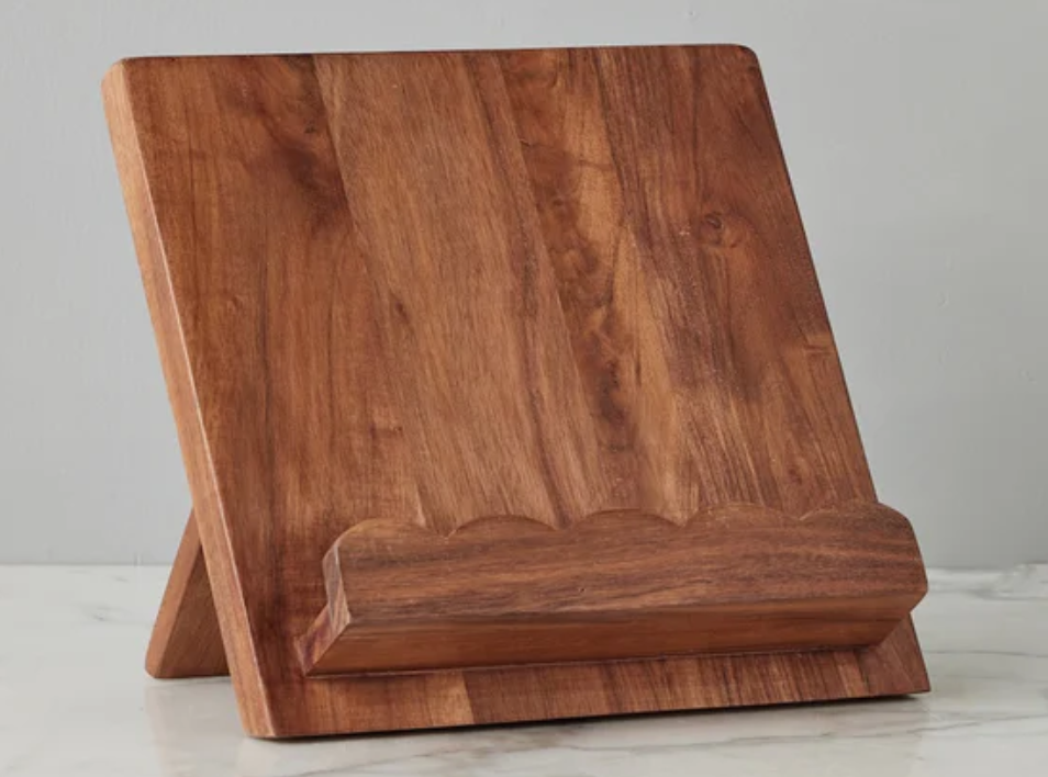 Scalloped Wood Book Stand, Natural