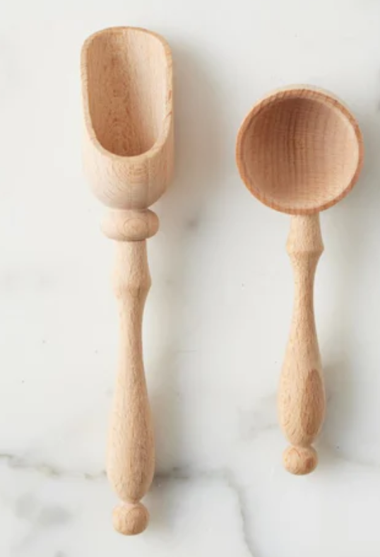 Parisian Salt & Sugar Spoon Set, Beechwood