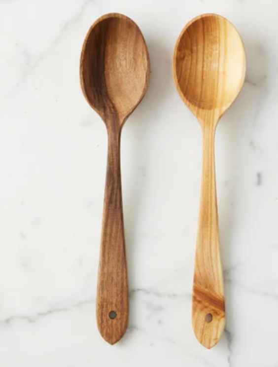 Euro Large Serving Spoon Set, Fruitwood