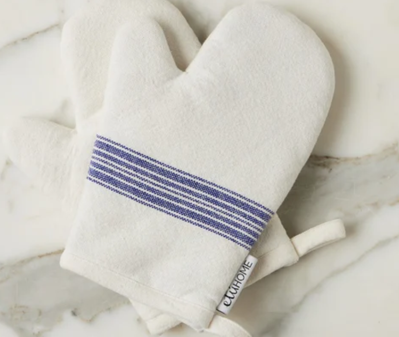 Oven Mitt, Vintage Navy Blue Stripe, Set of 2