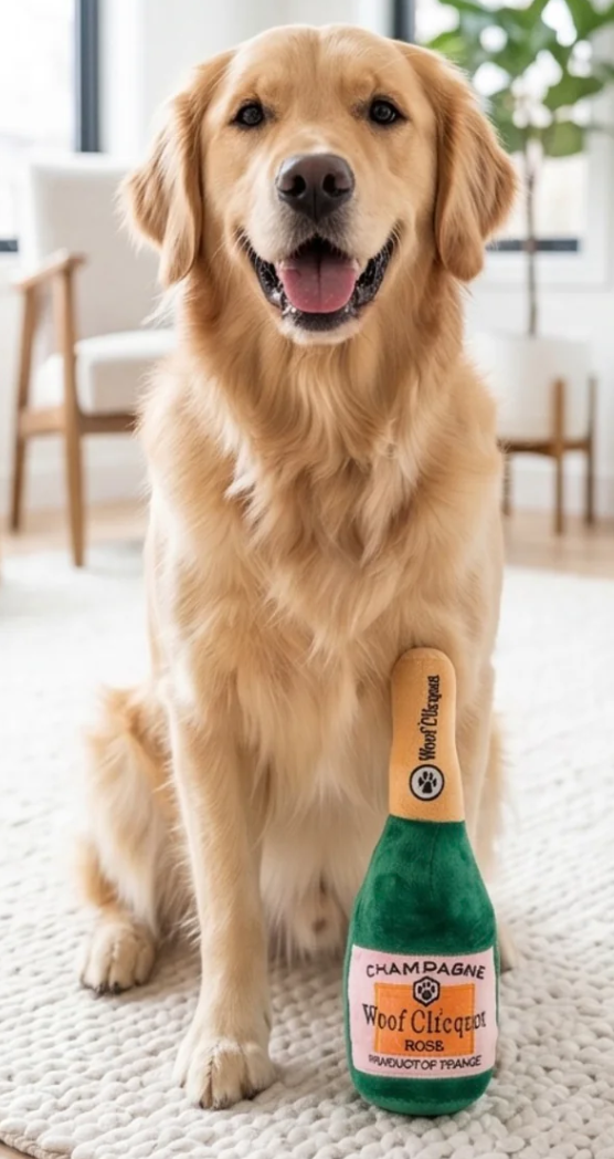 Woof Clicquot Rose' Champagne Bottle Large