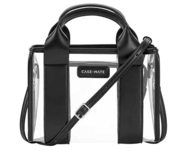 Stadium Tote w/ Strap - Black/Clear