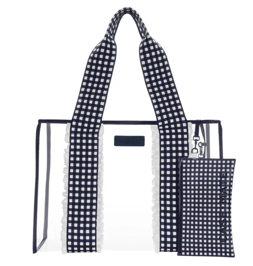Jelly Tote w/ Phone Pouch - Navy  Eyelet Gingham