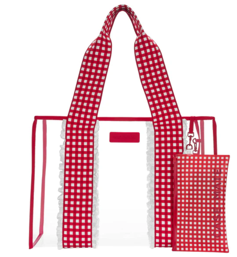 Jelly Tote w/ Phone Pouch - Cherry  Eyelet Gingham
