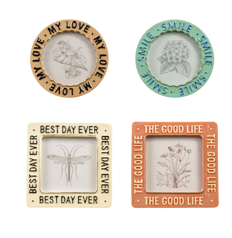 Hand-Painted Photo Frame with Saying, 4 Styles (Holds 3"x3" Photo)