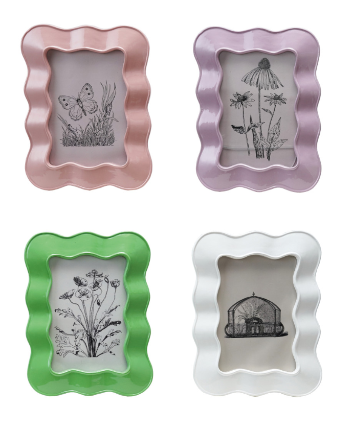 Resin Wavy Photo Frame, 4 Colors (4" x 6" Photo) (Hangs or Sits)