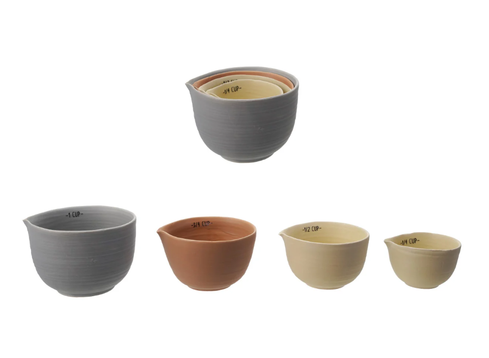Stoneware Measuring Cups, Matte Finish, Set of 4