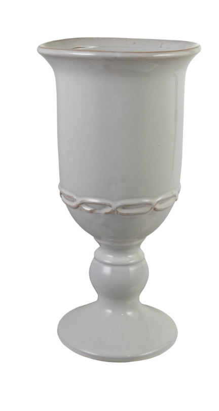 Stoneware Urn, Reactive Glaze, White (Each Will Vary)