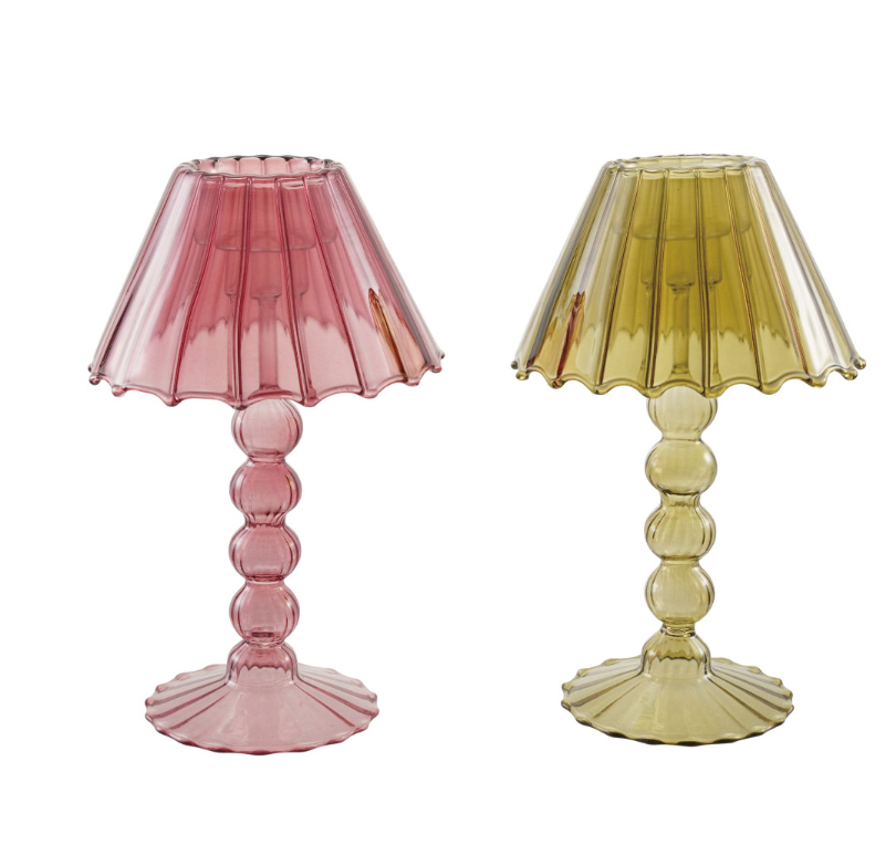 Glass Scalloped Table Light Tealight/Taper Holder, 2 Colors